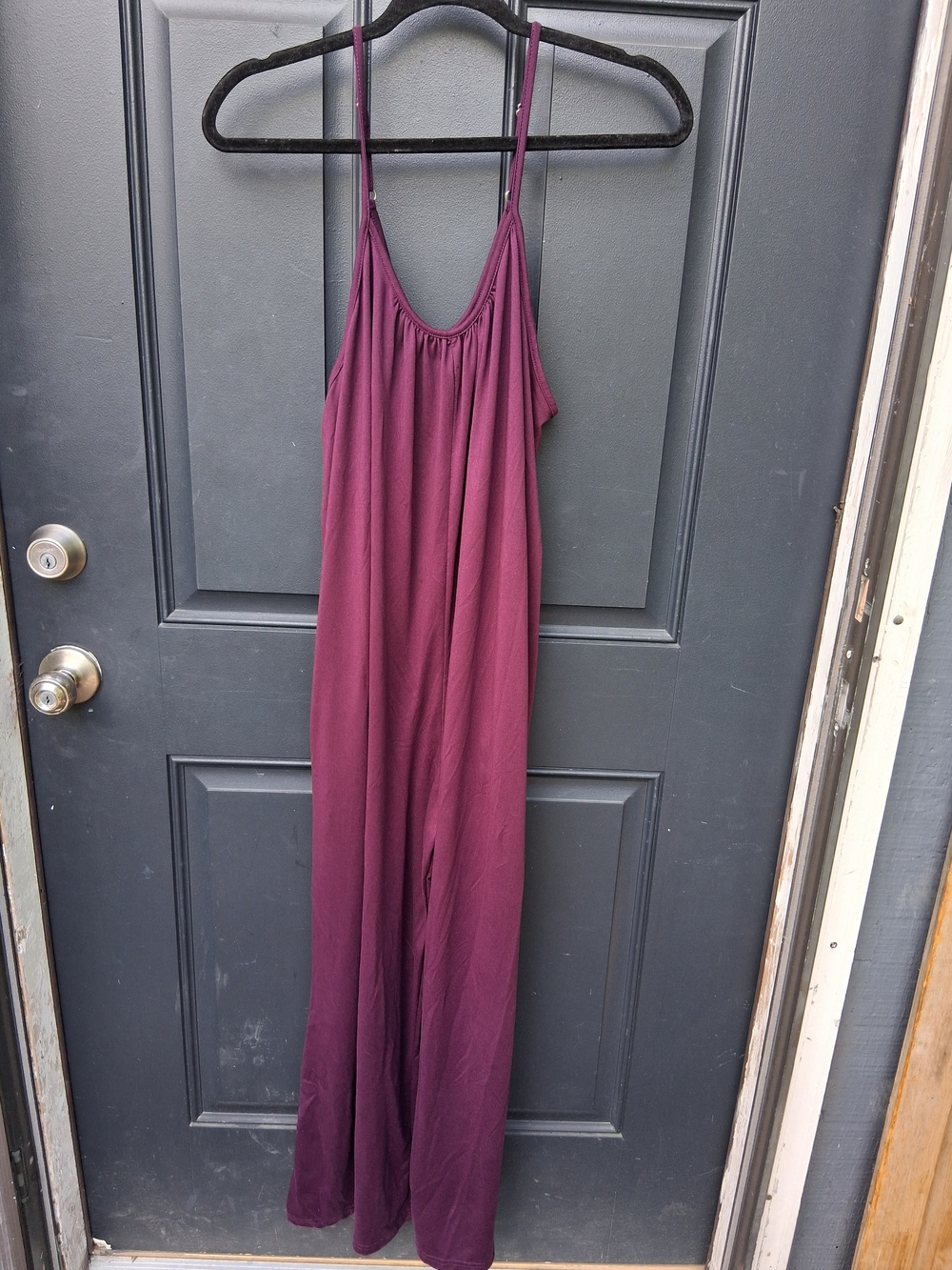 Women's Deep Plum Maxi Slip Dress with Spaghetti Straps